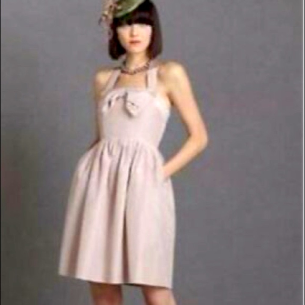 Anthropologie BHLDN Hitherto Batten Bow Dress, Khaki, Size 4